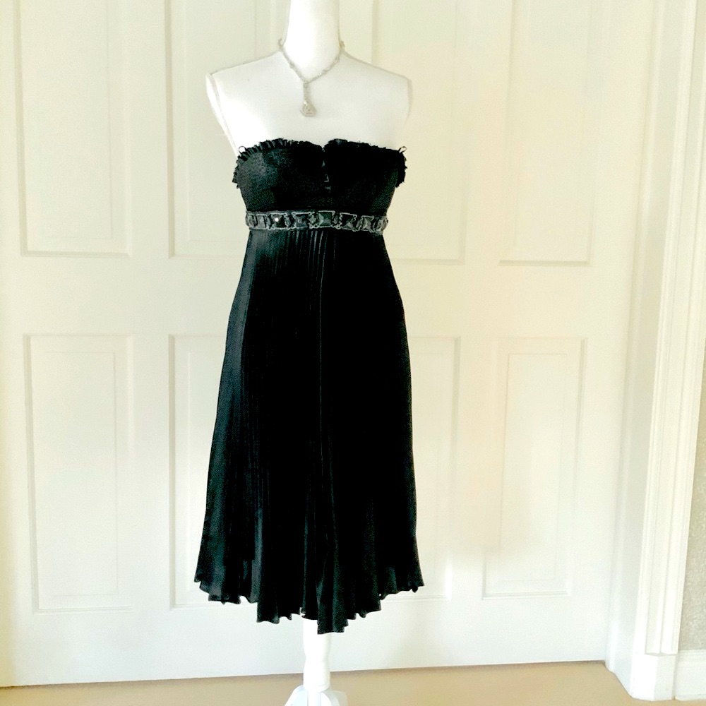 Badgley Mischka Black Strapless Beaded Dress Size 0